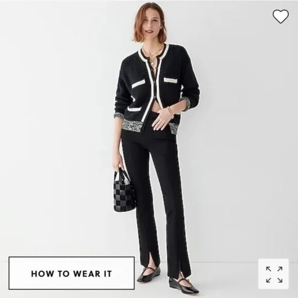 J. Crew Roxanne Tall Flare leg trouser pants in Italian ponte BD310 Black, Large - Picture 1 of 5